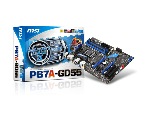 MSI P67A-GD55 (B3) emaplaat Intel P67 LGA 1155 (Socket H2) ATX