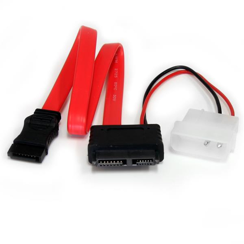 STORAGE CABLE - SATA LEFT CONNECTOR - SATA RIGHT CONNECTOR - 12INCH LENGTH - RED