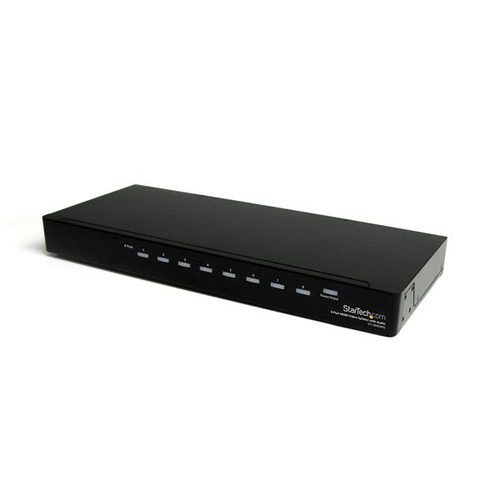 StarTechcom Multiplicador HDMI de 8 puertos y amplificador de señal - Splitter - HDMI hembra - Mini-Jack hembra - 1920x1200 1080p - Separador de vídeo/audio - 8 x HDMI - montaje en rack - para P/N ST121SHD50 SVA12M2NEUA SVA12M5NA - ST128HDMI2