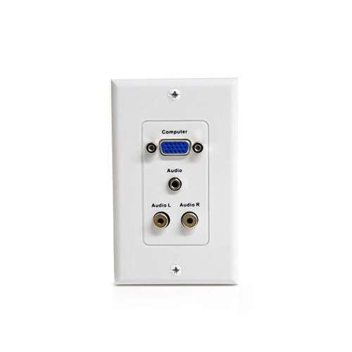 StarTechcom 15-Pin Female VGA Wall Plate with 35mm and RCA - White - Placa de montaje - HD-15 RCA X 2 mini-conexión telefónica estéreo 35 mm - blanco - VGAPLATERCA