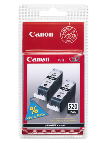 Canon PGI520BK Black Standard Capacity Ink Cartridge 2 x 19ml Twinpack - 2932B012